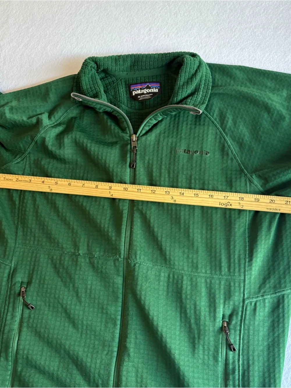 Patagonia Men's XL R1 Full-Zip Jacket Hunter Green Polartec Grid Fleece Fall2015